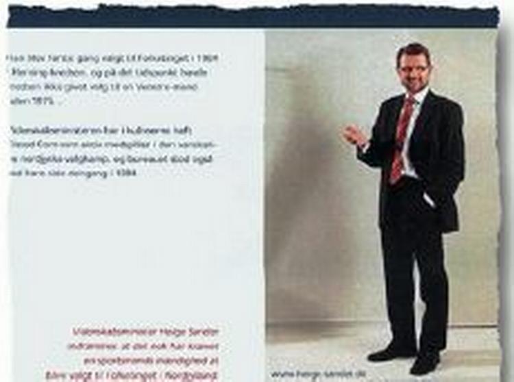 Det gør han aldrig mere. Helge Sander som blikfang i avisen fra Tilsted Communication. 