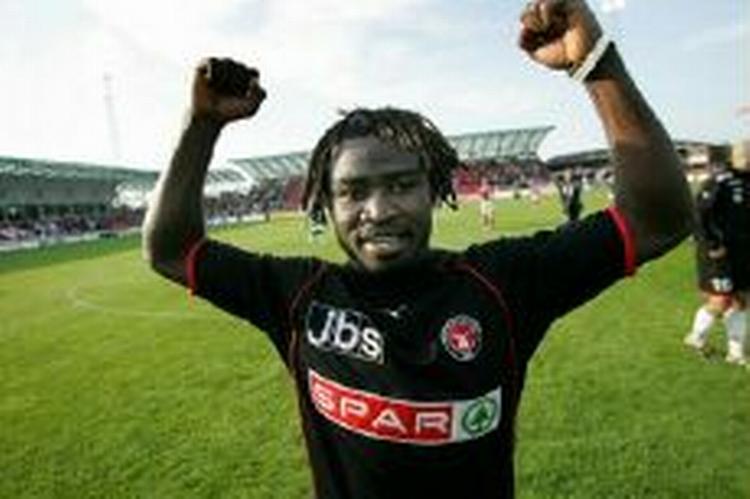 Razak Pimpong blev matchvinder med sit mål efter 41 minutters spil. - Foto: Erik Kragh 