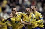 Daniel Agger (tv) har bragt Brøndby foran 1-0. - Foto: Jens Dresling 
