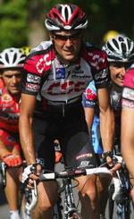 CSC-kaptajn Ivan Basso på vej itl sejren. - Foto: AP 