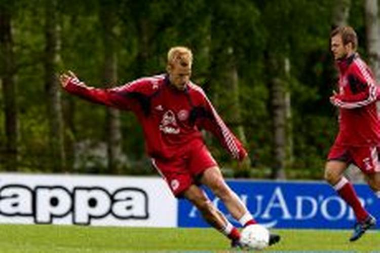 Søren Larsen, der er topscorer i den svenske liga, deltog i dagens træning. - Foto: Kim Agersten 
