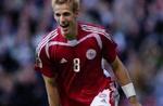 Søren Larsen scorede to gange mod Albanien. Nu kan han være på vej til tysk fodbold. - Foto: Anders Birch 