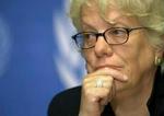 Carla Del Ponte kan ikke stå ansigt til ansigt med ofrene for massakren, så længe de ansvarlige er på fri fod. - Foto: AP 