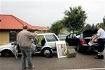 I denne bil flygtede en mand fra et indbrud. Politiet mener, at han kørte narkopåvirket, men kunne ikke finde en læge til at tjekke det.   Foto: Peter Hove Olesen 