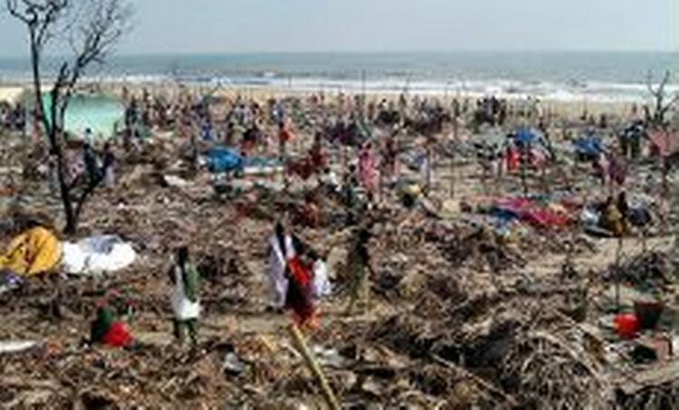 Tsunamiramte indere har samlet deres ejendele på en strand nær Madras efter flodbølgekatastrofen. - Foto: AP 