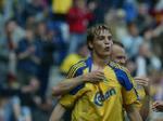 AGF har hentet Brøndbys Thomas Hansen, der ikke har fået mange chancer, siden Daniel Agger blev spillet ind på pladsen ved siden af Per Nielsen i Brøndbys midterforsvar. - Arkivfoto: Claus Lunde 