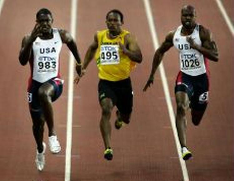 Gatlin yderst til venstre var suveræn i finalen. - Foto: Jens Dresling 