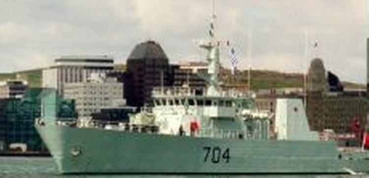Det canadiske krigsskib, The Shawinigan, er på vej mod Hans Ø - Foto: Royal Canadian Army 