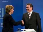 Tysklands kansler Gerhard Schröder vandt ifølge eksperter tv-duellen med oppositionslederen Angela Merkel. - Foto: AP 