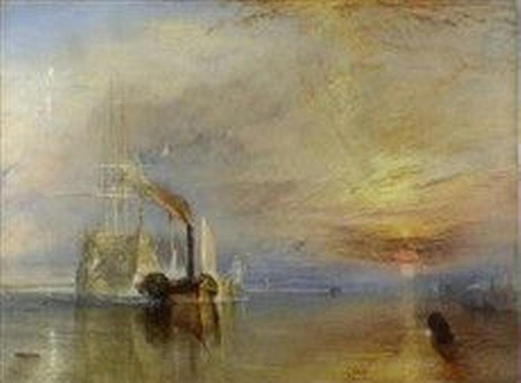 Det bedste maleri i Storbritannien   i hvert fald ifølge briterne selv   er Joseph Turners  Krigsskibet Temeraire . Det portrætterede skib deltog i øvrigt i sin tid i Slaget på Trafalgar.   Foto: National Gallery 