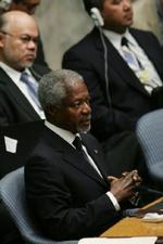 FN's generalsekretær Kofi Annan på dagens møde i FN. - Foto: AP 