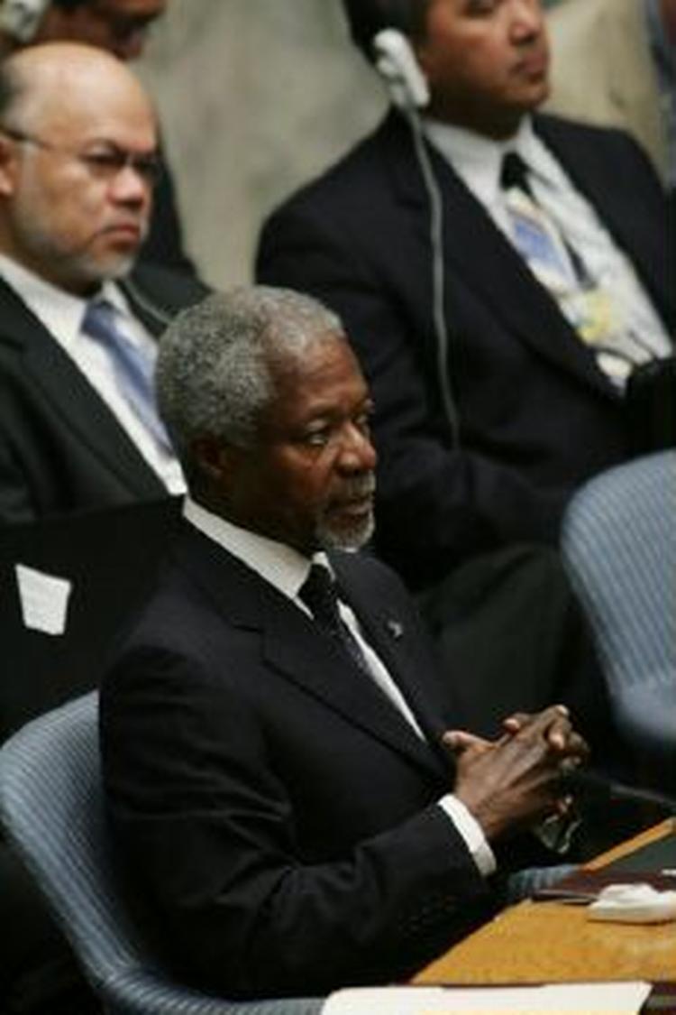 FN's generalsekretær Kofi Annan på dagens møde i FN. - Foto: AP 