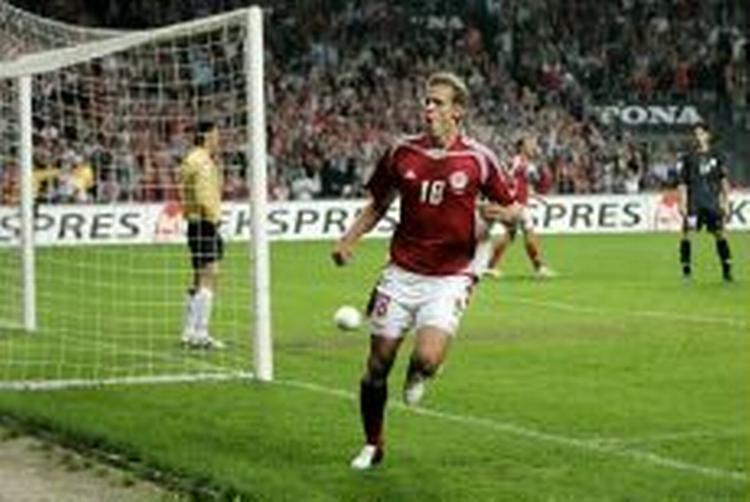 Søren Larsen har scoret til 6-1 mod Georgien. - Foto: Thomas Borberg 