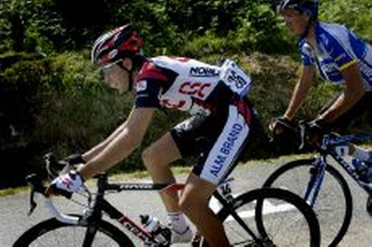 CSC's spanske rytter Carlos Sastre kørte sig i dag ind på tredjepladsen i den samlede stilling i Vuelta a Espana. - Foto: Thomas Sjørup 