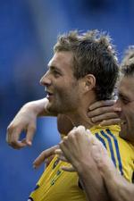 Morten Skoubo leverede en god indsats og blev dobbelt målscorer for Brøndby, da mestrene slog Sønderjyske 3-0. - Foto: Peter Hove Olesen 