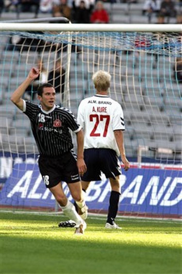 Martin Ericsson har udlignet til 1-1 i slutningen af første halvleg. - Foto: Rasmus Baaner 