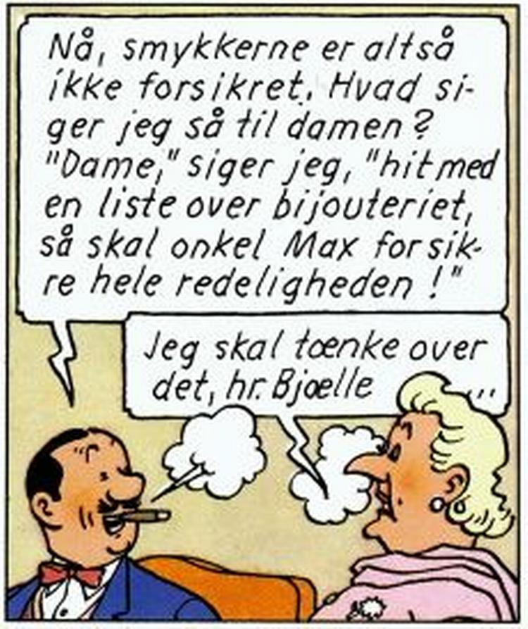 Max Bjævermose i samtale med Bianca Castafiore. - Tegning: Hergé 