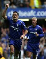 Frank Lampard fejrer sit andet mål i dagens kamp. - Foto: AP 