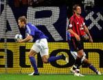 1-1. Lange Larsen fra Køge har udlignet. - Foto: AP. 