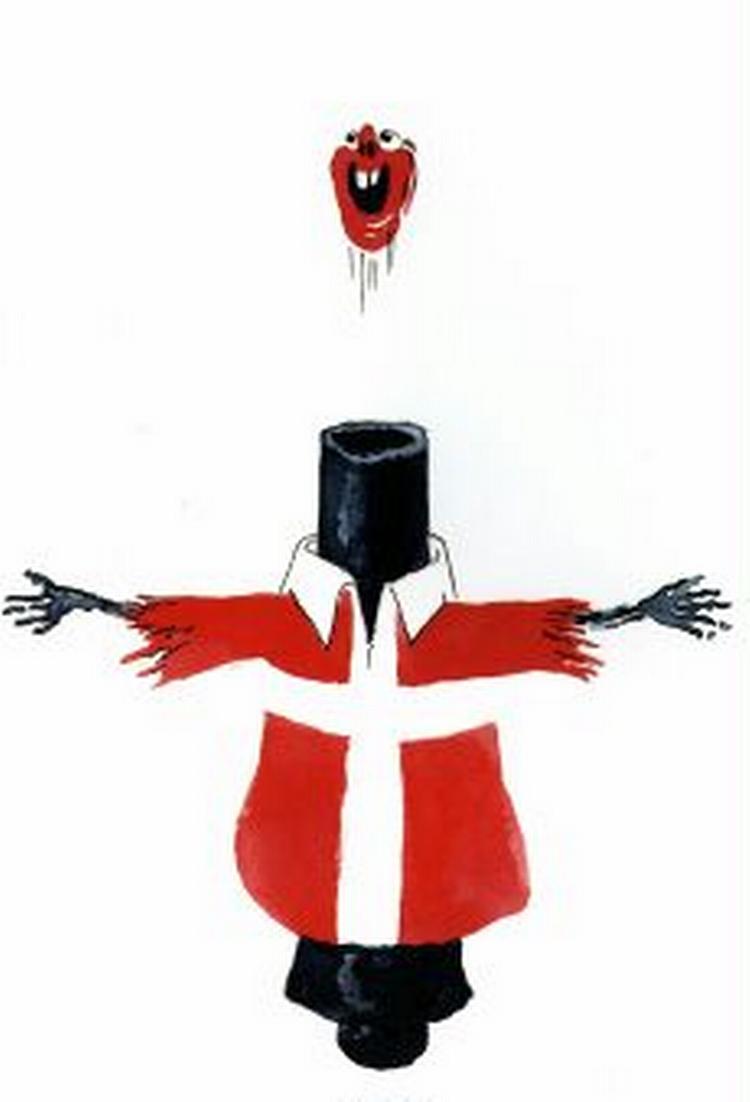 HOVEDLØST. Kanonisering af tekster har altid handlet om at udøve magt over andres tanker, mener Egon Clausen. Resultatet er krige, massakrer og kætterbål.   Illustration fra bogens omslag 