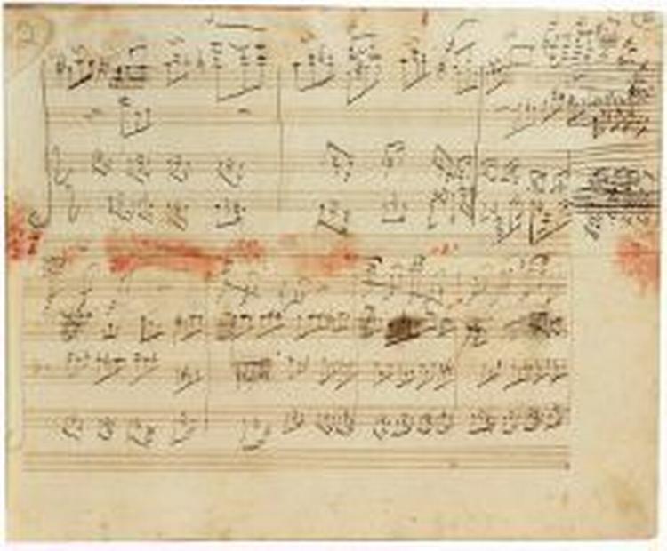 Sotheby's har udsendt dette foto af det genfundne Beethoven-udkast. - Foto: AP 