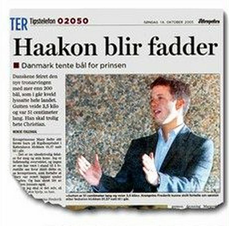 Norske Aftonposten mener at vide, at norske kronprins Haakon skal være fadder for den lille ny. 