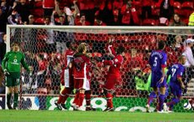 Middlesbrough-jubel efter Yakubus scoring til 2-0. - Foto: AP 