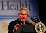 Bush taler i National Institutes of Health in Bethesda i dag. - Foto: AP 