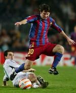 Barcelonas stortalent Leo Messi spilelde en flot kamp i holdets opvisning mod græske Panathinaikos, som blev slået 5-0. - Foto: AP 