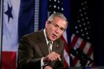 USA's præsident George W. Bush taler på en pressekonference i Panama i dag, hvor han benægter, at den amerikanske hær benytter sig af tortur under afhøringer. - Foto: AP 