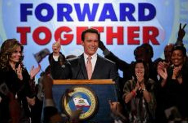 Dagen før valget i Californien var optimismen stadig til stede i Arnold Schwarzeneggers republikanske lejr. Men det endte med et smertefuldt nederlag og forkastning af alle guvernørens forslag til reformer. - Foto: AP 
