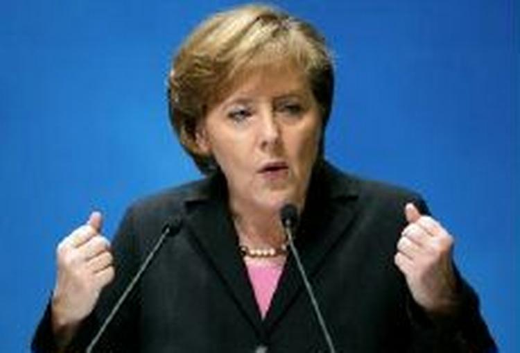 Angela Merkel under sin tale på CDU-mødet. - Foto: AP 