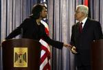 Der er opnået enighed om en grænsen mellem Gaza, Egypten og Israel. USA's udenrigsminister Condoleezza Rice havde lange møder i nat med blandt andre palæstinensernes leder Mahmoud Abbas. - Foto: AP 