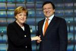 Kansler Merkel har i dag haft møde med EU-kommisionsforman Barroso. - Foto: AP 