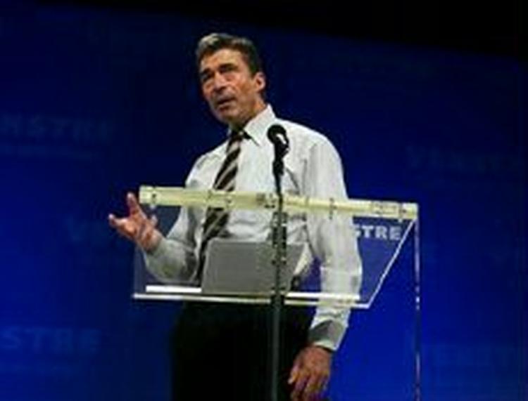 Anders Fogh Rasmussen under sin tale på landsmødet. - Foto: Lars Skaaning 
