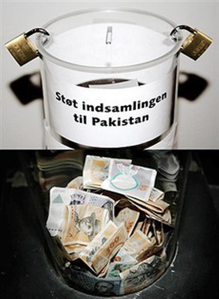 Også i Politikens foyer i København er der kommet mange penge i indsamlingsrøret.   Foto: Anders Birch 