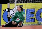 Målvogter Karin Mortensen stod en fremragende anden halvleg mod Ukraine. - Foto: Lars Poulsen 