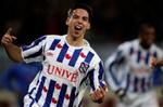 Heerenveens Andre Hanssen fejrer sit sejrsmål mod Levski Sofia. Målet betød, at mestrene fra CSKA Moskva er slået ud af UEFA Cuppen uden at have spillet i aften. - Foto: AP 