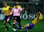 Hverken Kasper Lorentzen eller hans Brøndby-holdkammerater havde gennemslagskraft i Palermo, hvor det blev til en lussing, da hjemmeholdet rullede sig ud oven på en god Brøndby-åbning.   Foto: Alessandro Fucarini/AP 