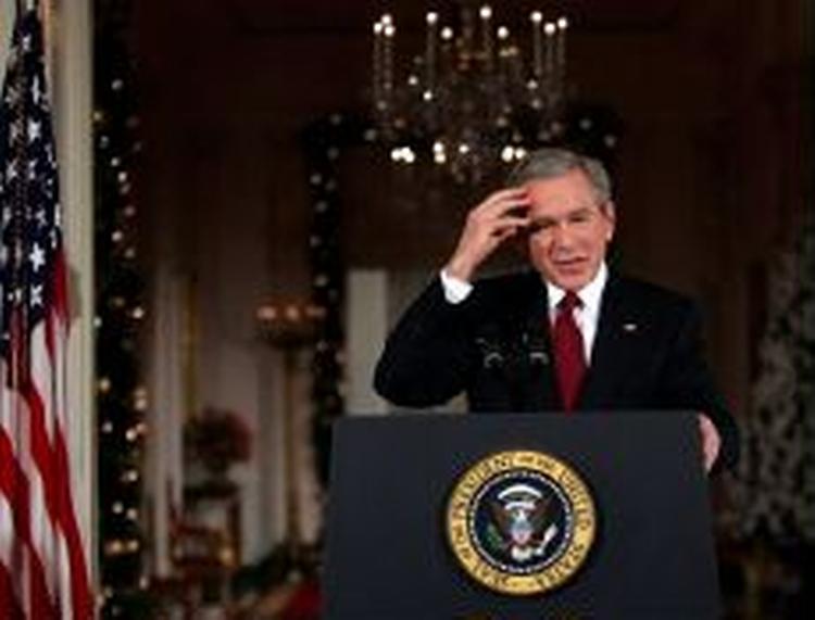 USA's præsident George W. Bush er ved at vinde støtten tilbage fra sine vælgere. Samtidig forsvarer han nu brugen af aflytninger i USA. - Foto: AP 