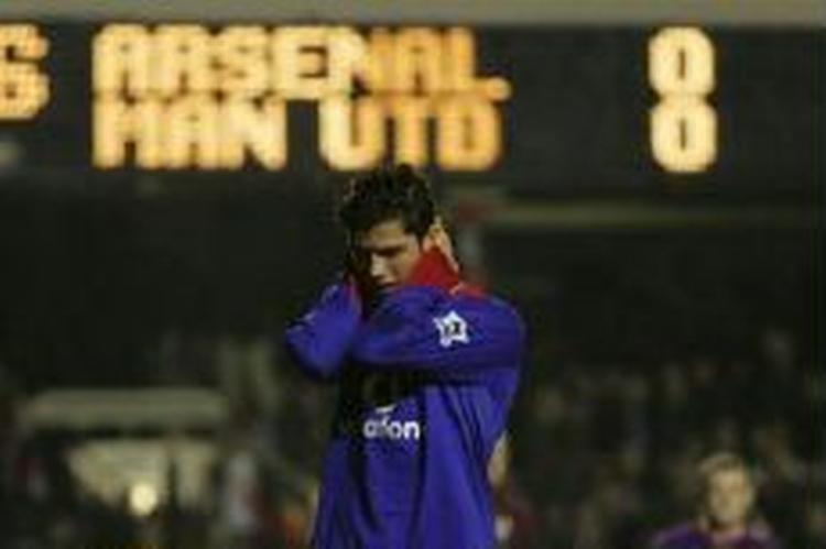 Uniteds Ronaldo ærgrer sig efter en brændt chance. - Foto: AP 