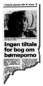 Da bogen  Liderlige Lolita  udkom i 1980 var den lovlig. Siden dengang, for 26 år siden, er loven blevet skærpet. Nu skal det så afprøves ved domstolen, om bogen stadig må stilles til rådighed for lånerne.   Klip fra Aktuelt 30. september 1980 