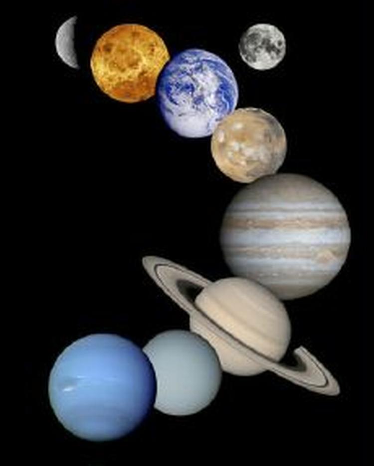Montage af planeternes stilling. - Illustration: NASA 