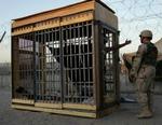 En fange holdes indespærret i et udendørs bur i det amerikansk-kontrollerede Abu Ghraib-fængsel i Irak. - Arkivfoto: AP 