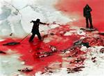 Canadiernes sæljagt med køller er blodig, men effektiv, og metoden mindsker risikoen for, at sårede dyr slipper bort, konkluderer canadisk forskning.   Arkivfoto: Johathan Hayward/AP 