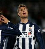 De spanske aviser roser Real Sociedads nye danske indkøb, Morten Skoubo. Danskeren var med i alle holdets tre mål og scorede selv det ene. - Arkivfoto: AP 