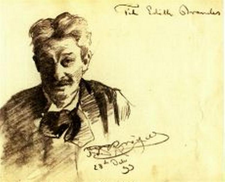 Stambogen er på omkring 397 sider. Her en hilsen fra P.S. Krøyer. Bogen er sat til 500.000 kroner.   Foto fra Bruun Rasmussens katalog 