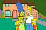 Hele familien Simpson samlet foran huset i Springfield. - Foto: AP 