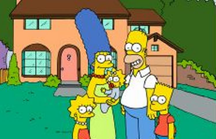 Hele familien Simpson samlet foran huset i Springfield. - Foto: AP 