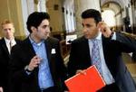 Fathi El-Abed (tv.), der er medlem af Demokratiske Muslimer, har politianmeldt Ahmed Akkari for at fremsætte trusler mod Naser Khader (th.) - Arkivfoto: Miriam Dalsgaard. 